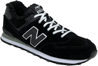 New Balance 574 Black White с мехом
