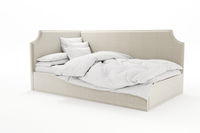 Угловая кровать, тахта, софа, подростковая MyCloud Брайтон, с подъемным механизмом, бельевым ящиком, боковой спинкой, без ножек, с молдингом