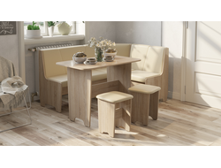 Кухонный уголок «Техас» Исп.1 Дуб Сонома/Экокожа бежевая