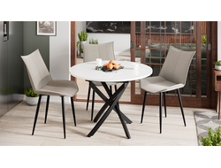 Стол обеденный Дуглас Тип 1 Черный муар/Стекло глянцевое белое