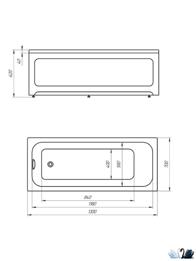 Ванна Aquatek Мия 130x70 см MIY130-0000001, акриловая, прямоугольной формы