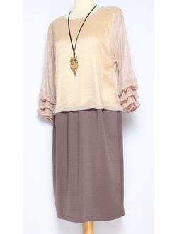 Платье "Комбинированное" чайная роза р.54