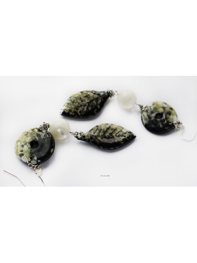 "Русалочья роща", длинные серьги с перламутром в стиле бохо-шик