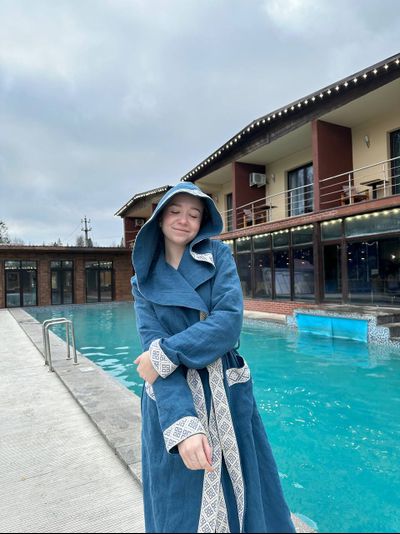 Халат для бани из крапивы &quot;Легкий Пар&quot; с капюшоном