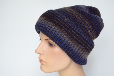 Темно синяя вязаная шапка с отворотом Vizio Италия 110 CRY