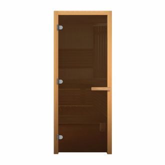 Дверь для бани и сауны  70х190 ДС БРОНЗА   (8мм) (петли 716 Хром)