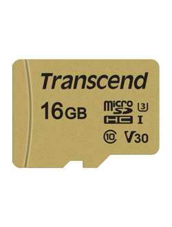 Карта памяти Transcend 500S microSDHC 16Gb UHS-I Cl10 + адаптер, TS16GUSD500S