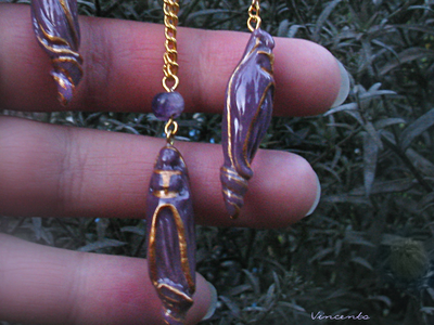 Фарфоровый комплект украшений "Тайна Восточной Колдуньи" с натуральными аметистами