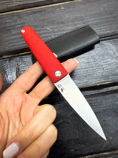 Фрикционный складной нож Скин-ду Малый сталь AUS10, рукоять G10 красный