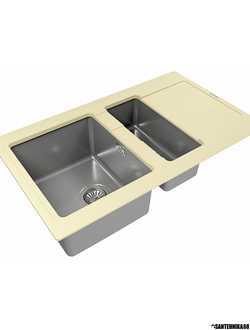 Кухонная комбинированная керамическая + нерж мойка Florentina КОМБИ 860К Антрацит, грей, жасмин, песочный, шампань