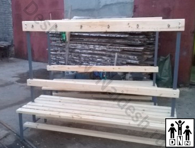 Скамейка для раздевалок с вешалкой 1,5м, двухсторонняя