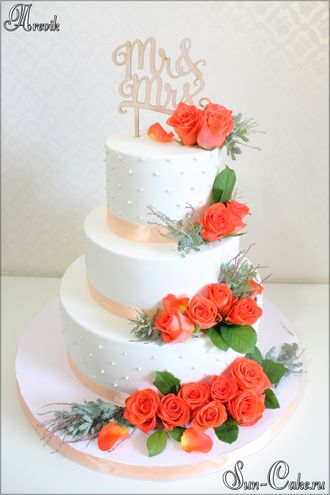 Торт свадебный с живыми цветами (12 кг.)