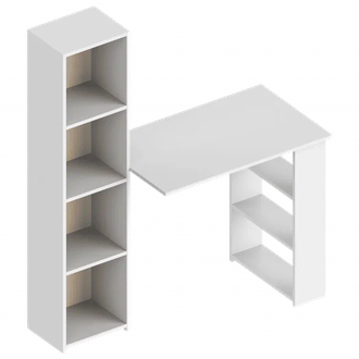 Стол письменный со стеллажом  БЬЯНКО белый лофт  1150х500х1440