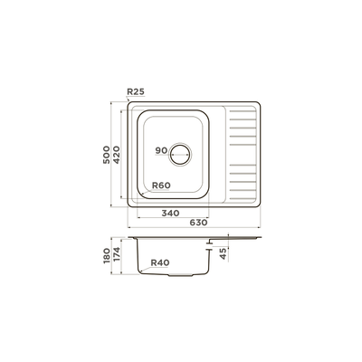 МОЙКА OMOIKIRI SAGAMI 63 IN