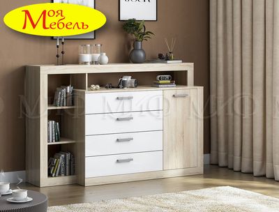 Ангара Гостиная Комод (сонома/белый)