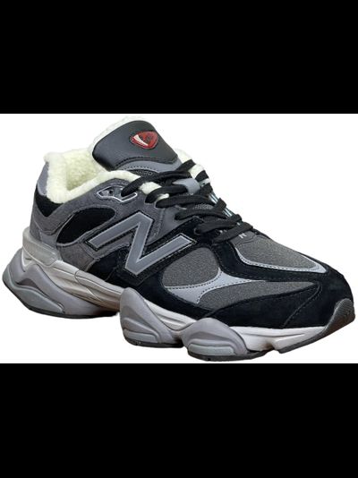 New Balance 9060 Black Grey с мехом