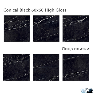 Керамогранит Staro Oasis Conical Black 60х60 см глянцевый