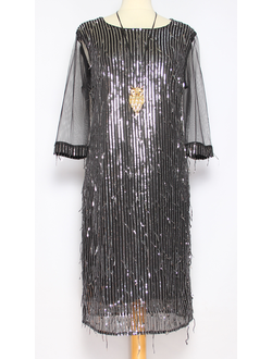 ПЛАТЬЕ НАРЯДНОЕ "ПАЙЕТКИ" СЕРЕБРО р.48-54( маломерит на 1 размер)