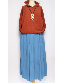 ЮБКА Бохо  "Вельвет ярусы" джинс до р.54