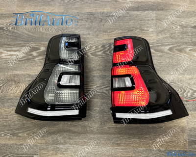 Стопы Toyota Land Cruiser Prado 150 2009-2017 стиль 2018+ с анимацией (дымчатые)