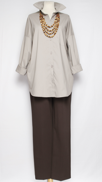 РУБАШКА "КЛАССИКА Карман" серо-бежевая р.50,52,54,56,58,60