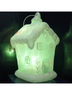 Гирлянда "Домик", матовое стекло, заснеженный, светодиод RGB, на батарейках