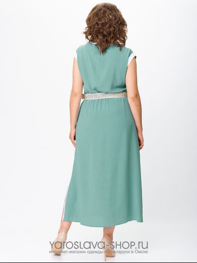 Бирюзовое летнее платье со съемным поясом
