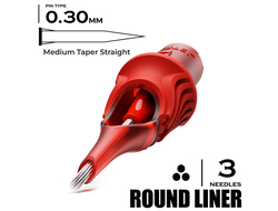 3 LMT-S / 0,30mm -  Round Liner Medium Taper Straight - CARTEL
