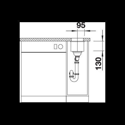 Мойка Blanco Subline 160-U отводная арматура InFino, 523398