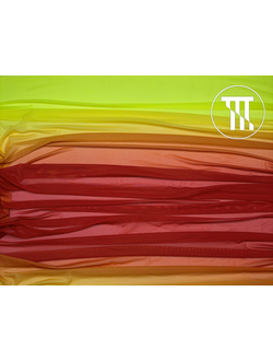 Сетка-стрейч градиент, цв. Красно-оранжевый + Неон-лайм