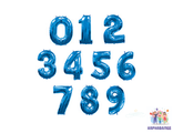 Цифра синяя 102 см - 0,1,2,3,4,5,6,7,8,9 ( шар + гелий + лента )