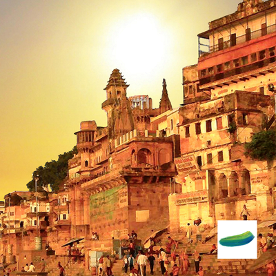 Три постера «Город света. Варанаси», «Закат. Варанаси» и «Колесо времени» из коллекции «Дивные города».