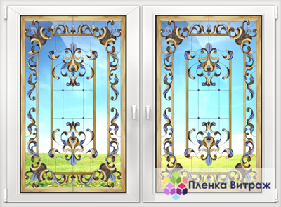 Витражная пленка, витражная пленка самоклеющаяся, пленочный витраж с классическим рисунком