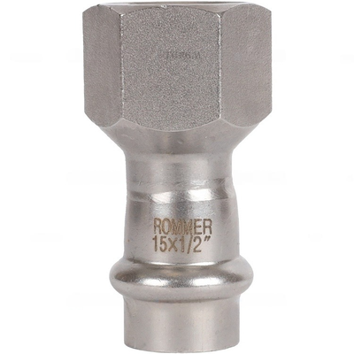 Переходник ROMMER ВПр-ВР, 15х1/2 из нержавеющей стали прессовой