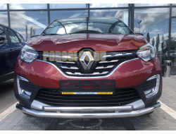 Защита переднего бампера двойная с подгибами d60/42 для Renault Kaptur (2020-...)