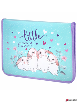 Папка для труда на молнии ЮНЛАНДИЯ А4, 1 отделение, откидная планка, органайзер, «Little bunny». 270984