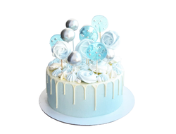 торт с голубыми леденцами и безе