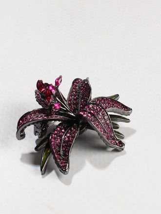 Брошь "Цветок сиреневый"  металл