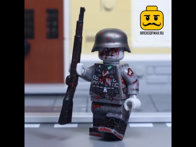 Конструктор фигурка Зомби немецкий солдат с винтовкой, совместим с Лего
