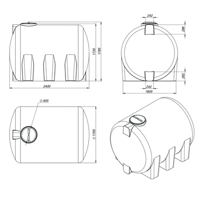 Емкость КАС 5000 H с откидной крышкой размеры