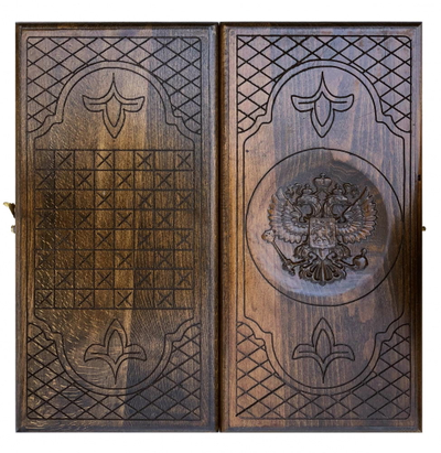 Нарды резные с шашками "Символ Власти" от мастера Григория Устяна