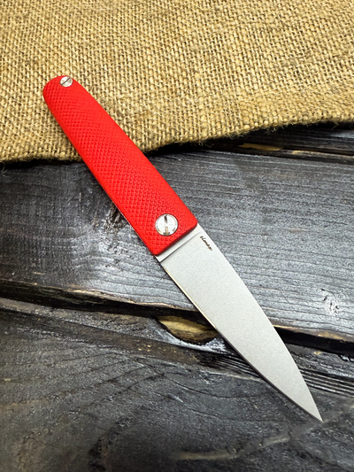 Фрикционный складной нож Скин-ду Малый сталь ELMAX, рукоять G10 красный