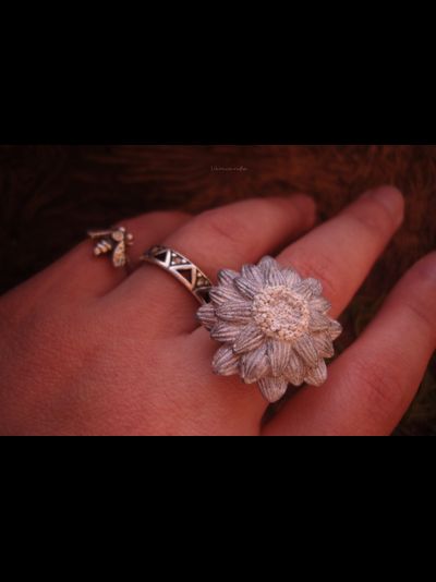 Кольцо-цветок &quot;Серый Туман&quot;