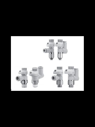 Пневмодроссель с обратным клапаном и шкалой AS-FS, угловой и прямой типы