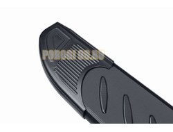 Пороги алюминиевые "Elite Black" 2000 черные Slitkoff для Volkswagen TERAMONT (2018-2025)