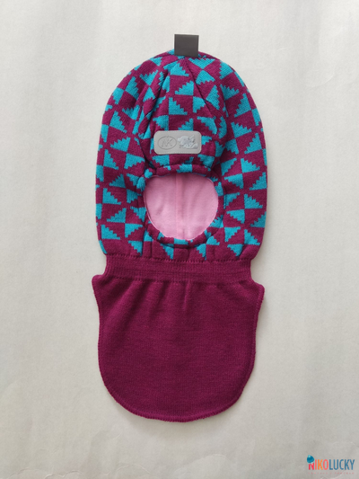 Шапка-шлем "Бантики" 20201-07, цвет бордовый, бирюзовый р. 48-50