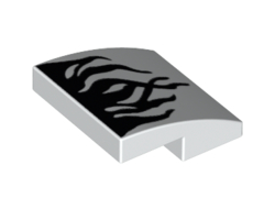 Slope, Curved 2 x 2 x 2/3 with Black Tendrils Pattern, White (15068pb269 / 6302176)