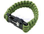 Браслет для выживания из паракорда с огнивом и свистком Survival Gear D-101, зеленый