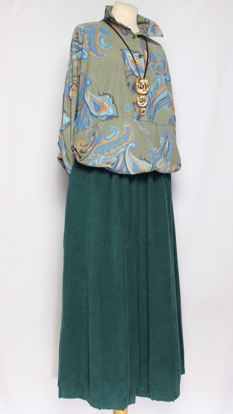 Рубашка вельветовая "Цветная с трикотажем " оливковая