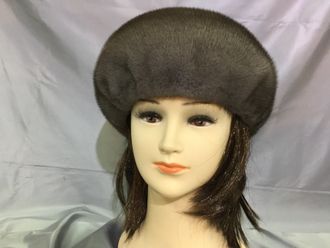 шапка женская норковая  Шарик №1 зимняя  натуральный мех  серо голубая Арт. ц-0202
